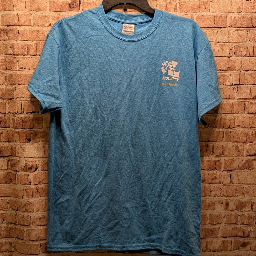 Missouri Lotto Second Chance of a Lifetime Blue Graphic T-Shirt Size Medium